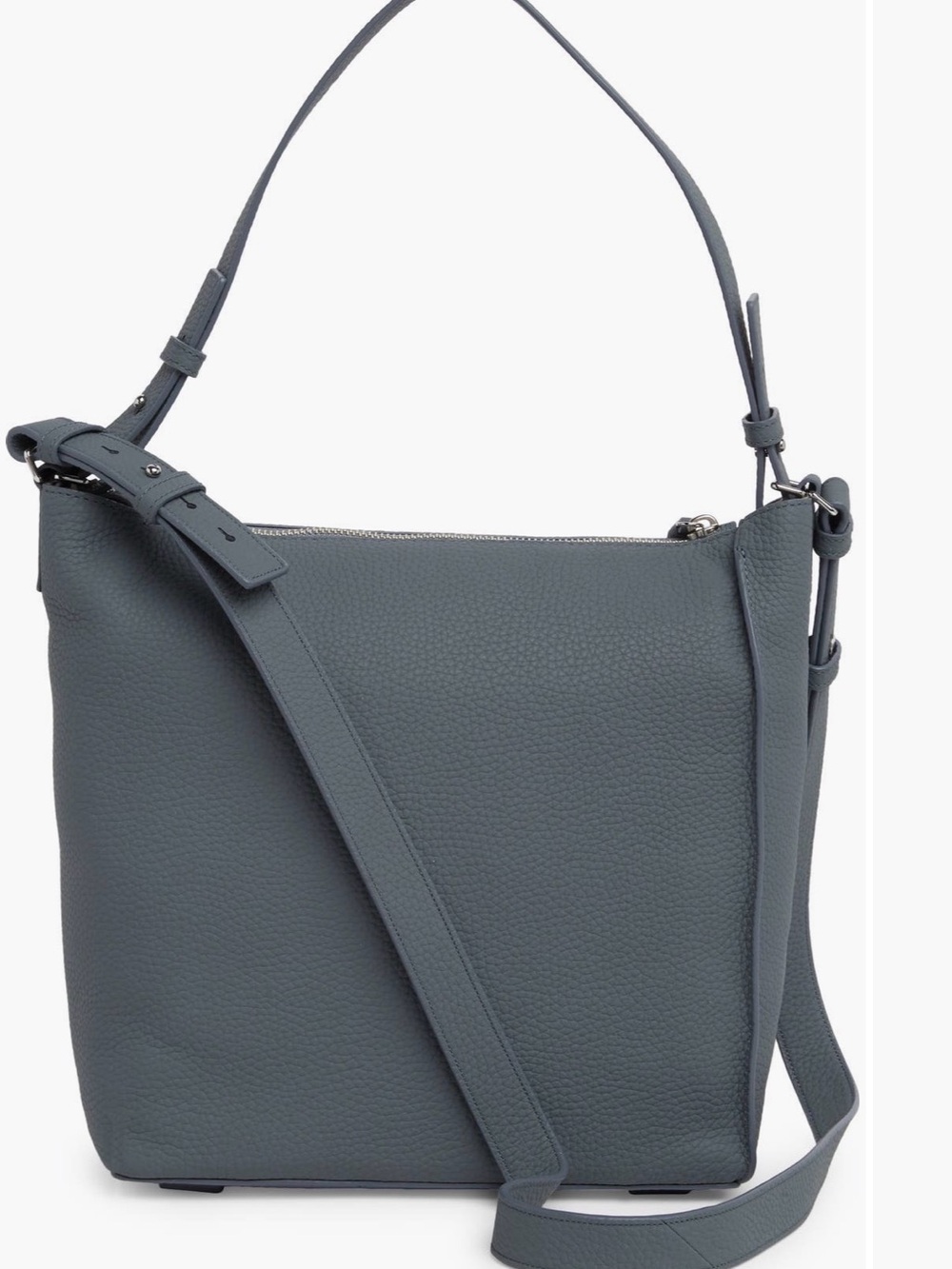 AllSaints Pebbled Leather Kita Crossbody Bag slate gray